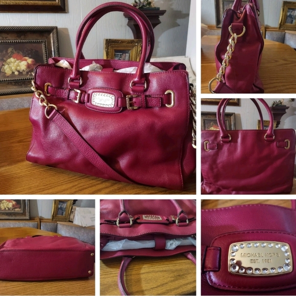 Michael Kors Raspberry Leather Satchel - Picture 1 of 3